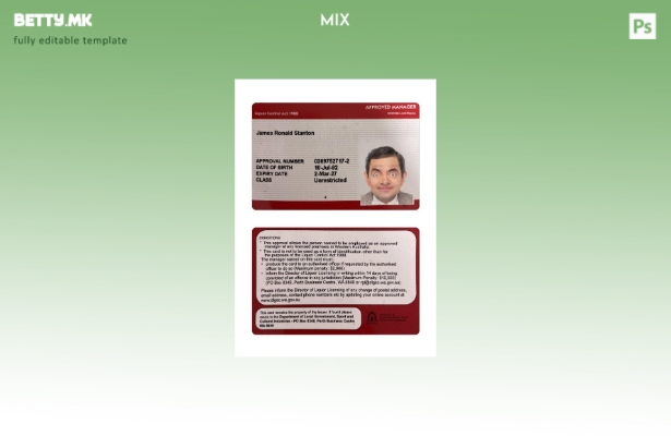 Модерен стил на Западна Австралија одобрени шаблон за лиценца за менаџерска карт